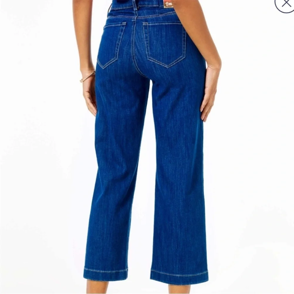 Lilly Pulitzer Aileen Blue High Rise Straight Denim Jeans Button Fly Size 0